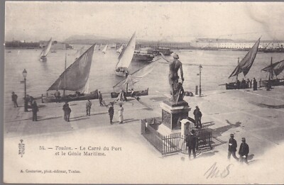 TOULON 83 Carré du Port et Génie Postkarte geschrieben an Fräulein Thérèse de Fontmagne 7-4-1903