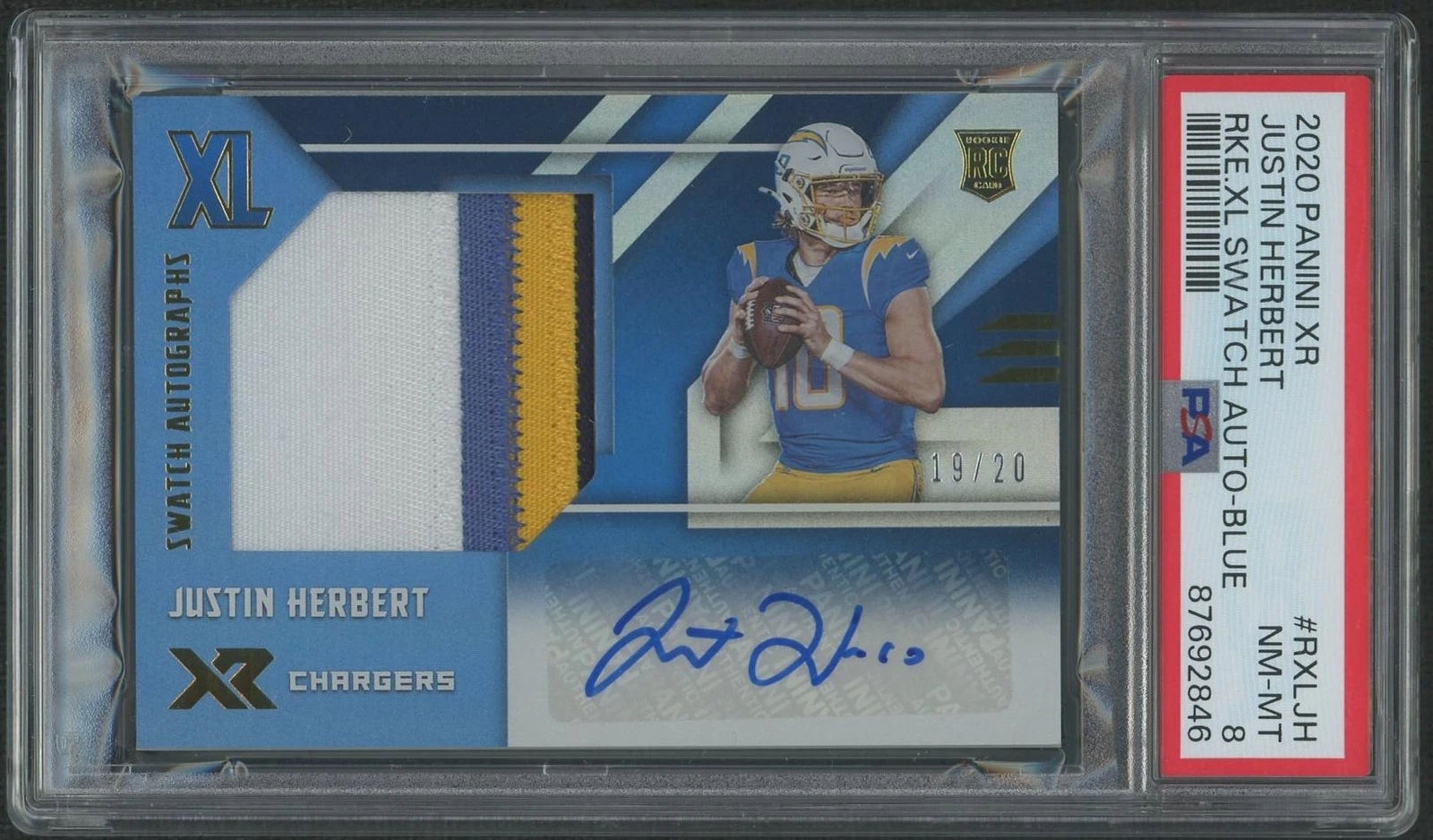 Justin Herbert Panini XR Rookie XL Swatch Autographs #RXLJH Base