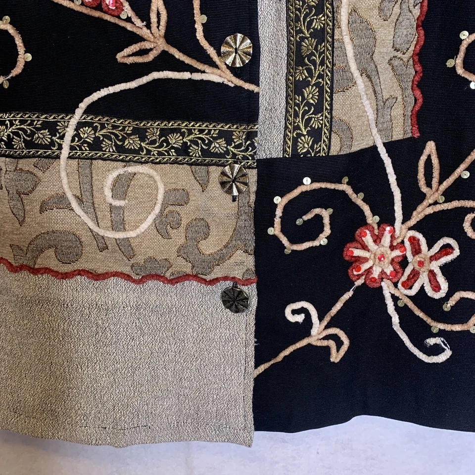 Abrigo Alex Kim Mujer Mediano Bordado Lentejuelas Almohadillas para el Hombro Bloque de Color De Colección Foto 4 de 4