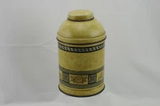Italy Metal Toleware Yellow Coffee Canister with Elephants & Flower 