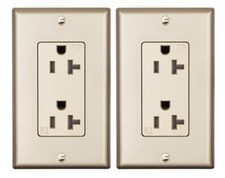 Decorator Receptacle Outlet,Tamper Resistant,15/20 A,125 Volt,with Wall Plate