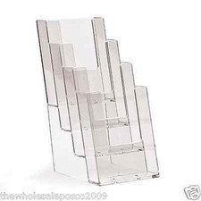 Leaflet Flyer Menu Holder Display Dispenser 4 Bay Plastic Stand DL 1/3rd A4