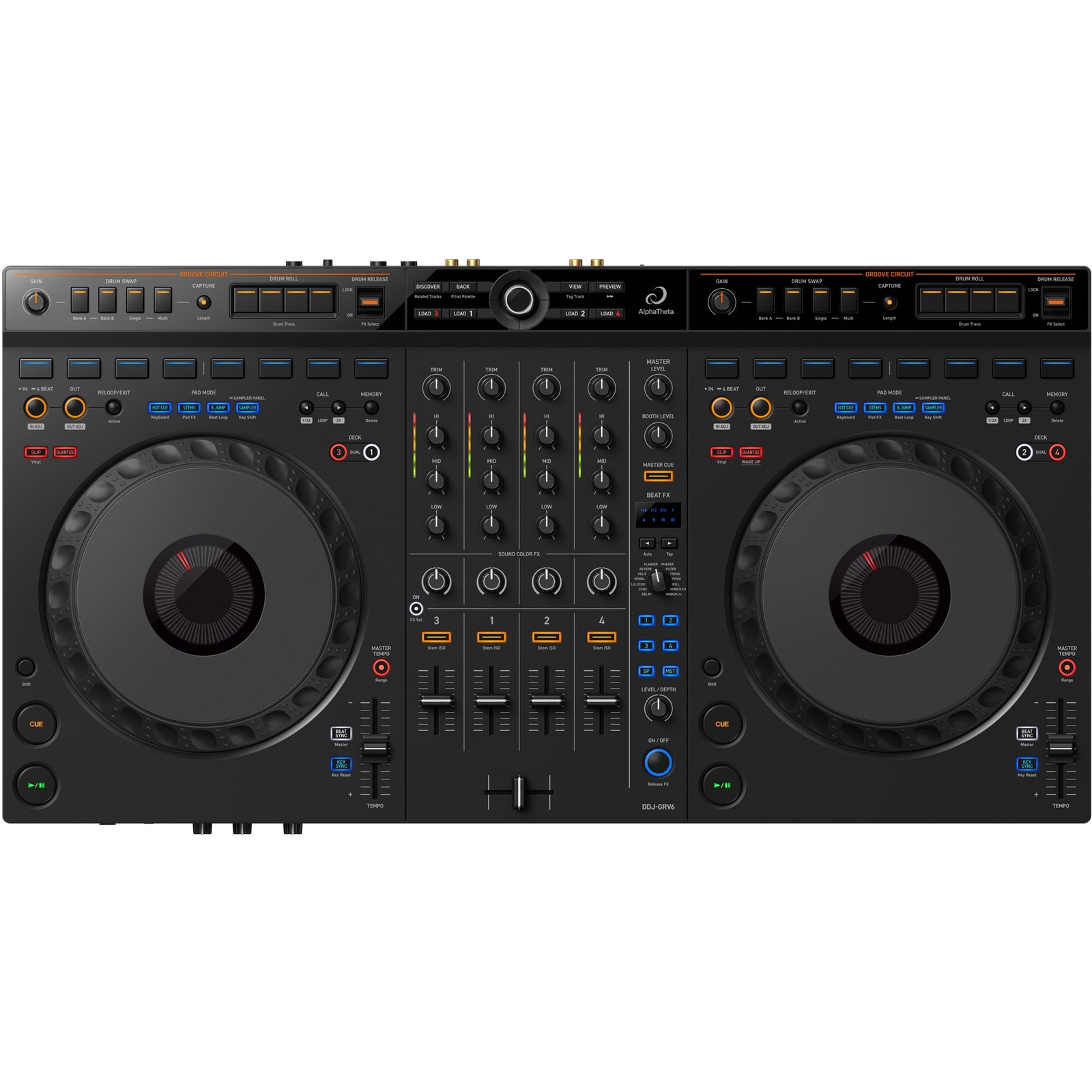 4-канальный диджейский контроллер AlphaTheta DDJ-GRV6 129890₽