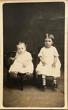 RPPC Two Little Girls with Fancy Shoes Antique Real Photo Postcard c1910