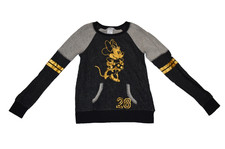 Disney Parks Women's Gray Black Pullover Sweatshirt Gold Minnie Mouse SMALL EUC