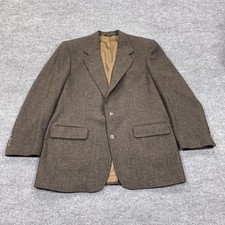 Vintage Bill Blass Blazer Mens 42 Brown Check Wool Tweed Sport Coat USA