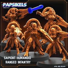 Sapient Humanoid Ranged Infantry Squad 32mm Sci-Fi Miniatures Set