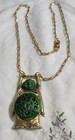 60'S HAPPY BUDDAH LUCITE/ DK GREEN PENDANT "HMS" 26" CHAIN HANGING 13" — photo 1