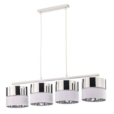 Euluna Hängeleuchte Hilton Deckenlampe Pendelleuchte weiß silber vierflammig