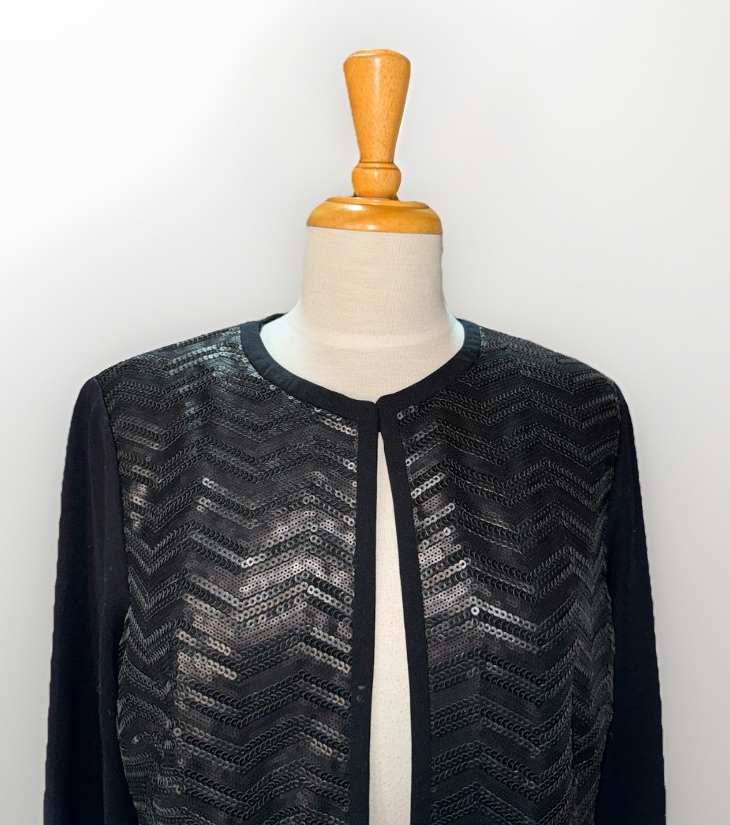 MISOOK sequin-front knit evening jacket long slee… - image 3