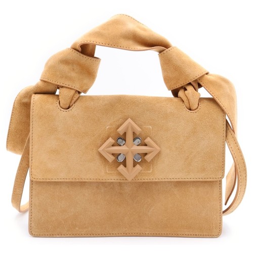 Off-White Jitney 1.4 Shoulder Bag Brown Suede Silver Hardware Used d9bb4126ac04e
