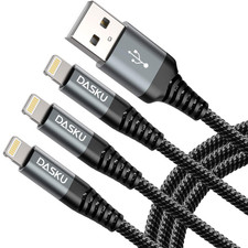 USB to Lightning Cable Mfi Certified Iphone Charger Cord 3FT, 3Pack  Nylon