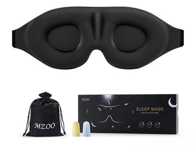 MZOO Sleep Mask with Eye Cups Black 3D Contoured Design Comfortable Eye Cover