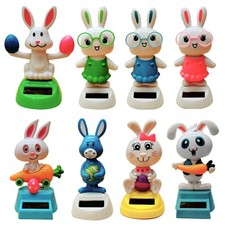 Car Solar Powered Dancing Easter Rabbit Bunny Bobbleheads Shaking Dancing Toys