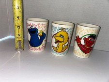 3 Sesame Street Plastic Drinking Cups Sesame Street Vintage 1989 Jim Henson USA