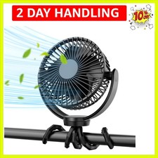 5000mAh Portable Stroller Fan - 3-Speed Battery Operated, Flexible Clip-on Tr...