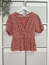 Boden Ladies Tunic Blouse Top Size 12 Ditsy Floral Puff Sleeve Spring Summer