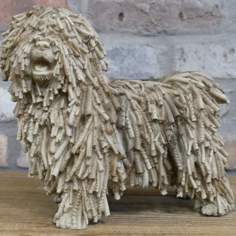 Dog Resin Figurine Ornament Komodor Puli Curly Dreadlocks Quirky Home Decor