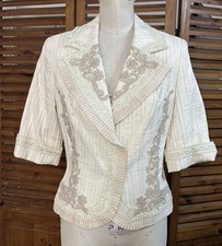 Alberto Malaki Cream Embroidered Jacket Women’s S Cocktail Evening EUC USA Made