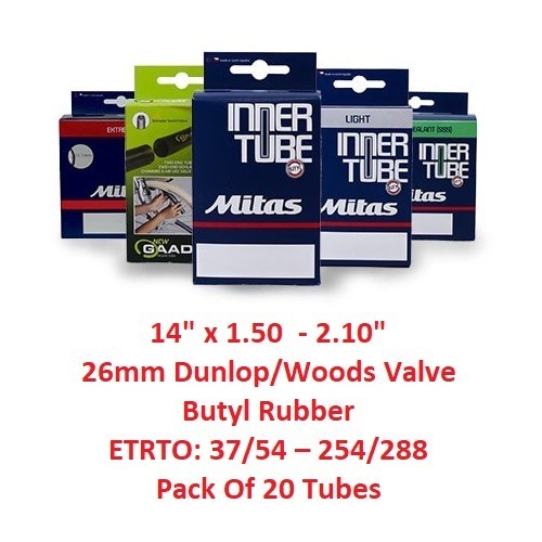 20x Rubena 14"" Inner Tube - 14x 1.50-2.10"" - Dunlop Valve - 37/54-254/288 Joblot