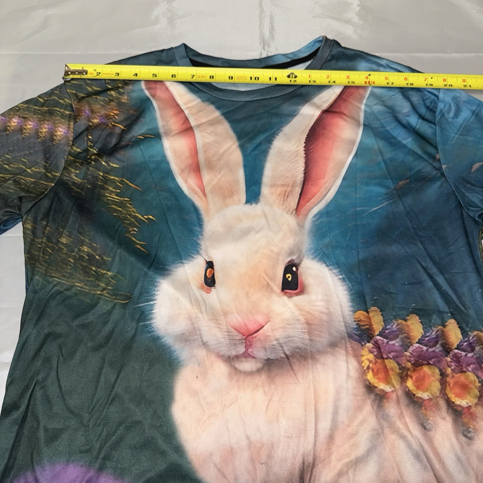 White Rabbit Surreal All Over Print Graphic T-Shirt Blue Purple 2XL image 5