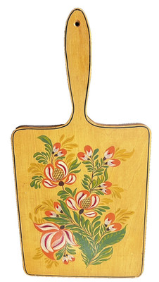Wooden Cutting Board Scandinavian Folk Art Floral Design 18.5'' Hand Painted