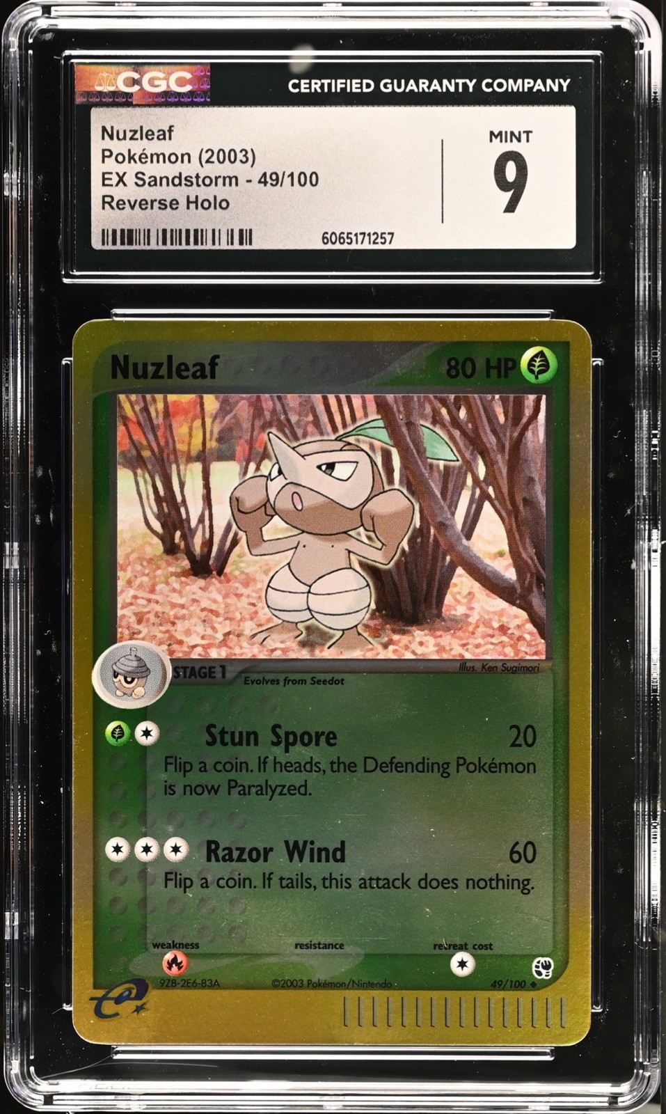 PSA 10 GEM MINT Nuzleaf 48/100 EX Sandstorm 2003 Pokemon Card