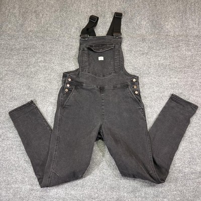 Ripton & Co. Overalls Womens Medium Gray Denim Slim Fit Adjustable Straps Bib