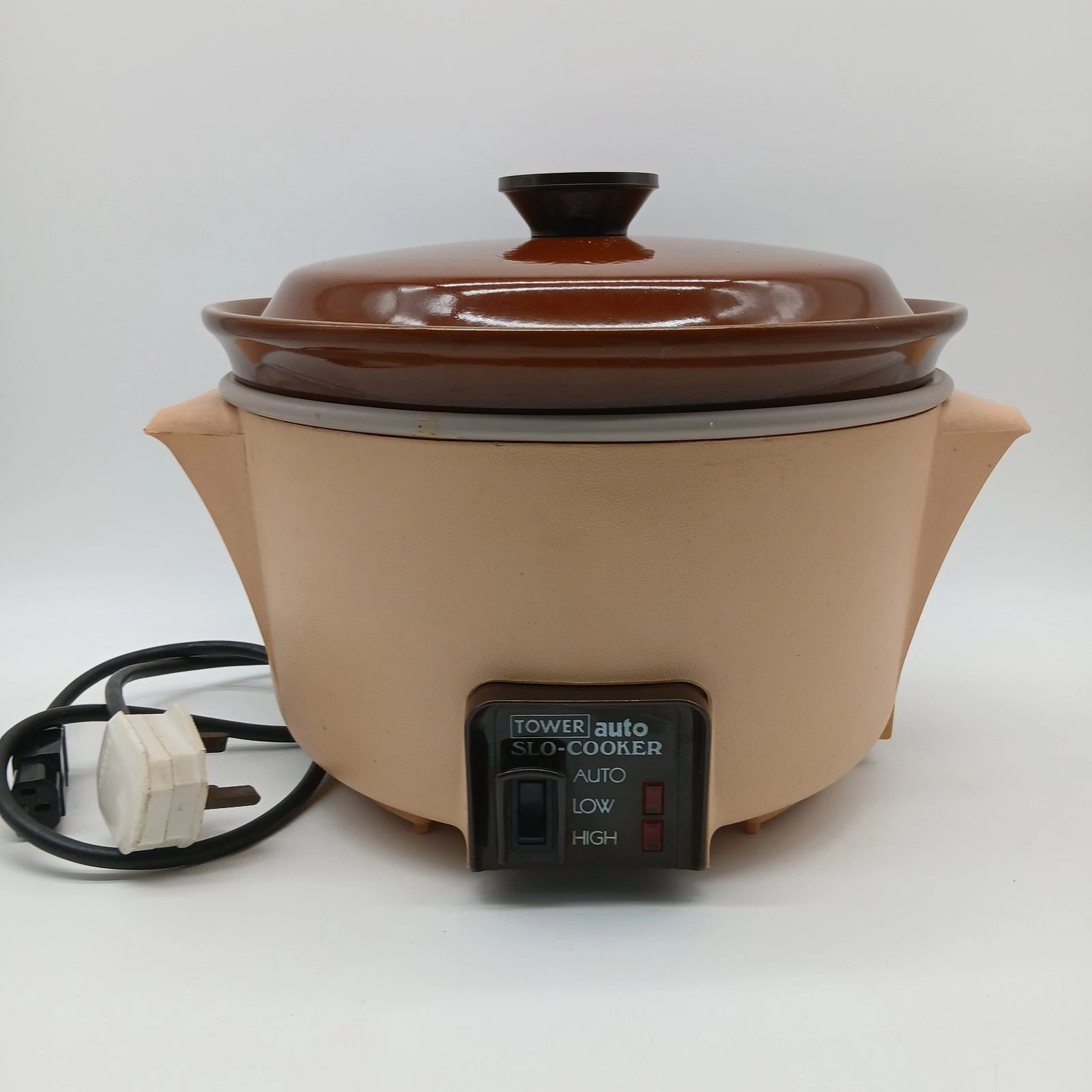 Vintage Tower Auto Slo-Cooker Slow Cooker Beige/Brown Working 3.5 Litre