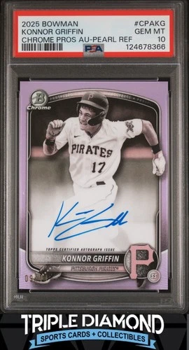 2025 Bowman Chrome Konnor Griffin Prospect Auto Pearl Refr #09/10 PSA 10 BNB273