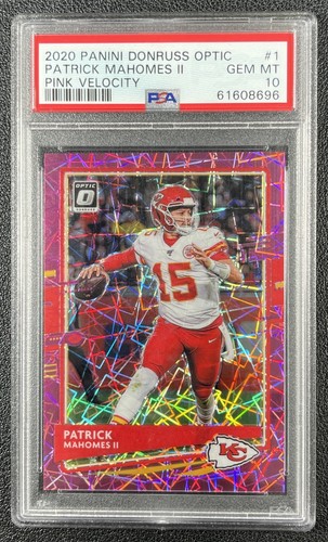 PATRICK MAHOMES II PSA 10 2020 PANINI DONRUSS OPTIC #1 PINK VELOCITY PRIZM 60/79