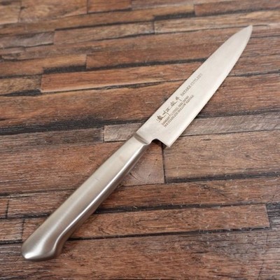 Noshu Masamune Damascus Petty Knife 150mm All Stainless, Sharpened Fruit Knife