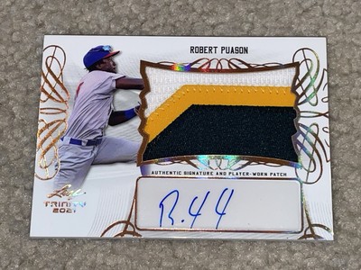 2021 Leaf Trinity Robert Puason RC Auto 3-Color Jersey Patch #PA-RP1 Oakland A's