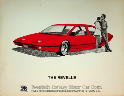 Twentieth Century Motor Car Corp The Revelle 3 Wheel Car Promo Illustration 1975