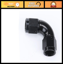 90 Degree Swivel -6 AN Female Coupler Fitting, Full Flow Black Aluminum, Durable
