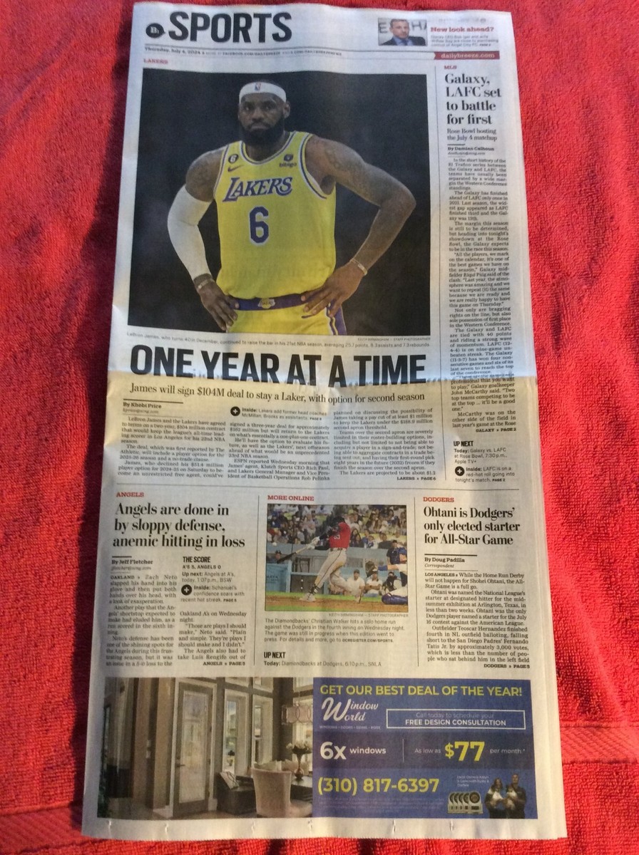 DAILY BREEZE SPORTS SECTION JULY 2024 THE LAKERS LEBRON JAMES