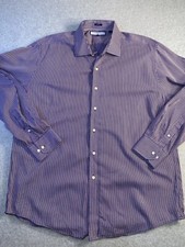 tommy hilfiger dress shirt mens Size 17 1/2 34-35 Purple Stripes Slim Fit