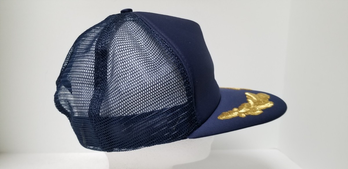 Trendy Apparel Shop Queen Gold Embroidered Mesh Cap – 5 Panel Flat Bill, Navy, Adjustable Snapback