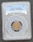 1914-D Lincoln Wheat Cent | PCGS Genuine VERY FINE Details - Damage (Scratch)