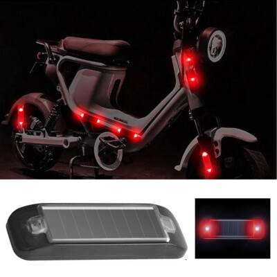 6Pcs Solar Powered Red Light Flashing LED Warning Anti-Theft For Car Bike Motor