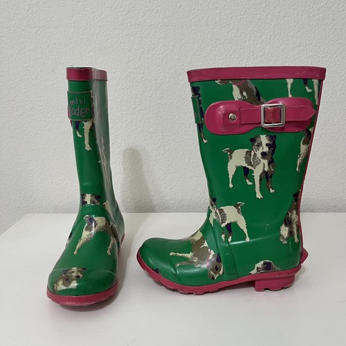 Mini Boden Scout Dog Rubber Rain Boots Jack Russell Terrier Girls Size