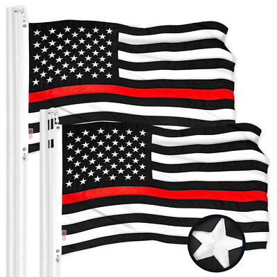 NEW G128 Thin Red Line Flag 2-Pack 3x5 FT, State Embroidered Polyester