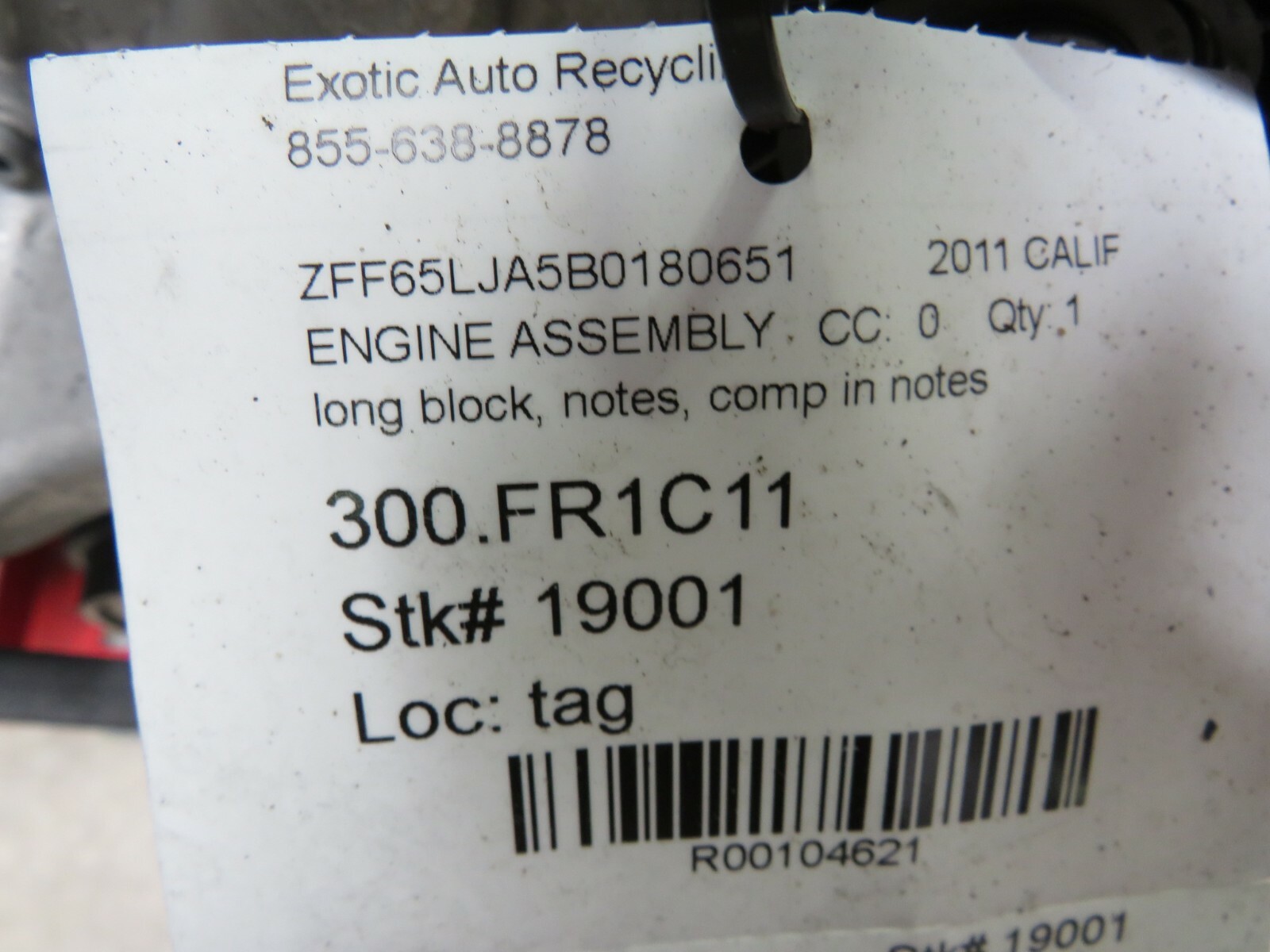 Ferrari California, Long Block Engine Assembly, Used