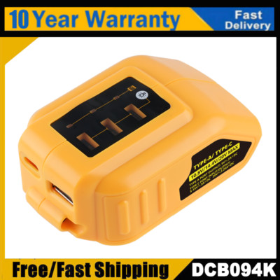 DCB094K 18v USB Port Fast Battery Charger For Dewalt 15Min 240v Powerbank +Cable