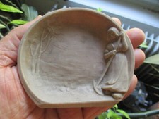 Ancienne Concretion Calcaire Sculpté Vide Poche a la Paysanne au Rateau