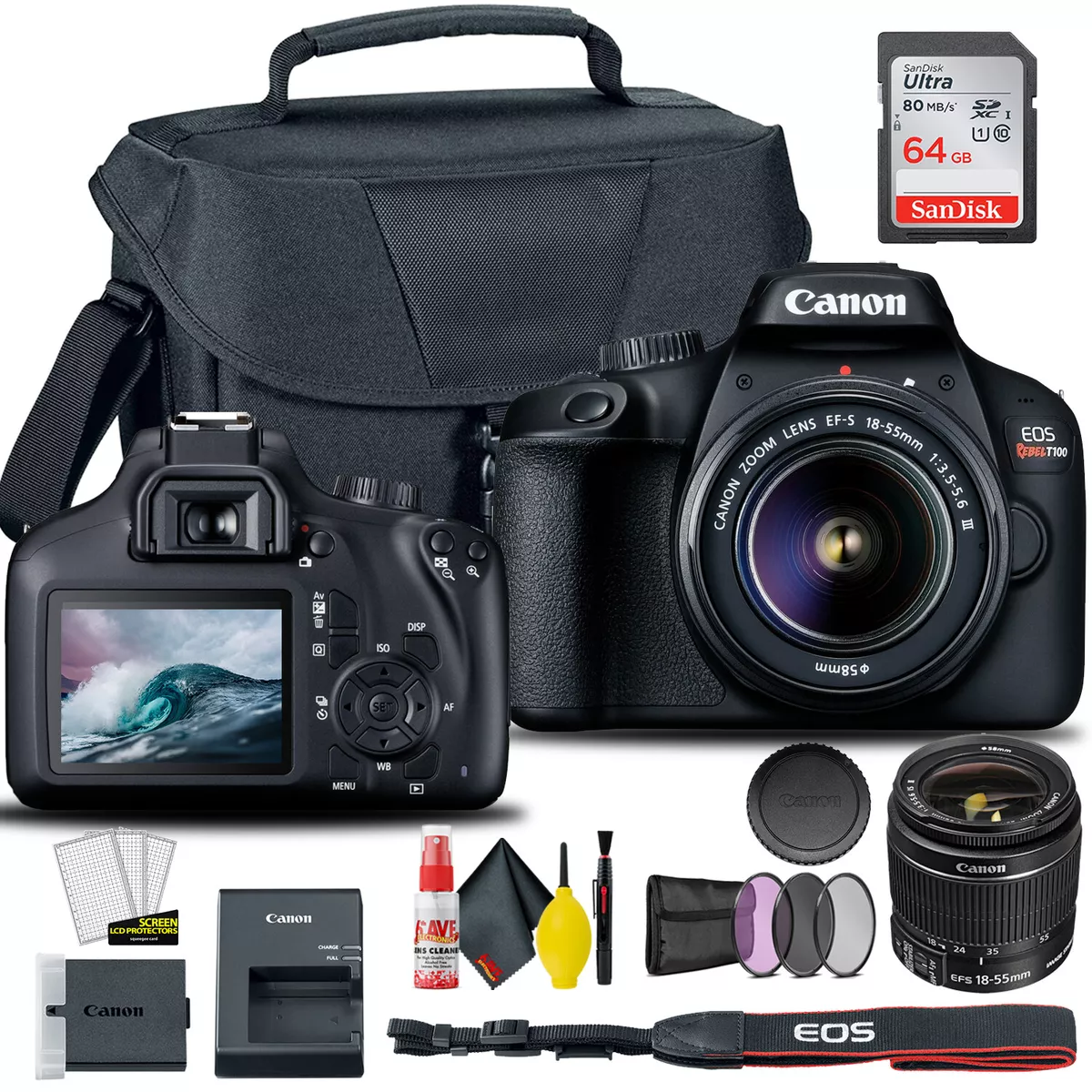 Canon EOS 4000D Rebel T100 DSLR Camera with 18 55mm Lens
