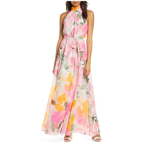 NWT Eliza J Floral Halter Maxi Dress 