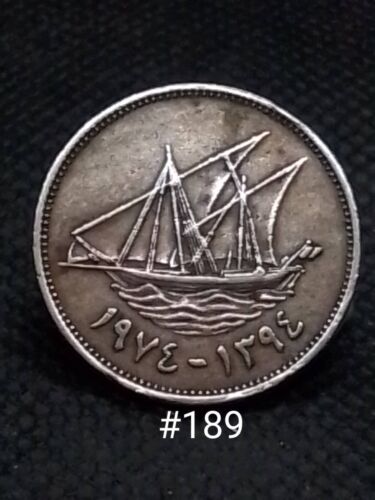 #189 , Kuwait coin , 50 fils , 1974 , KM#13