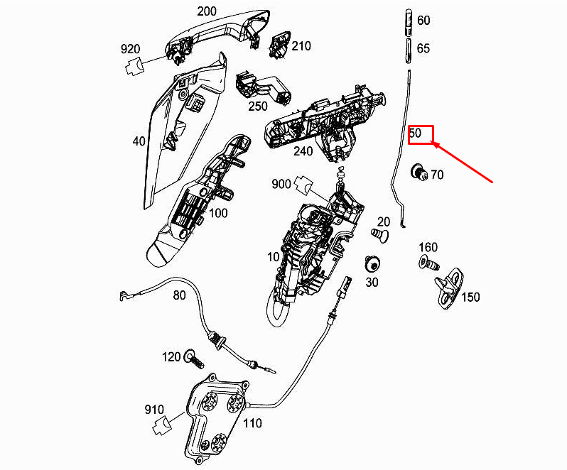 MERCEDES-BENZ GLE C292 Türsicherungsstange hinten rechts A2927330239