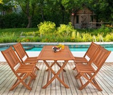 Wooden Garden Furniture Set 4 Seater Dining Outdoor Table Chairs Hardwood Patio